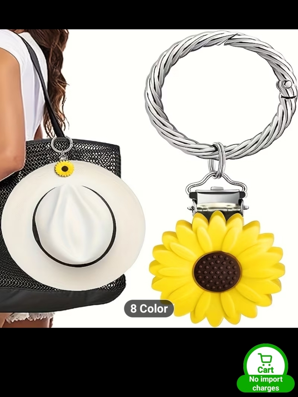 New Yellow Sunflower Hat Clip Keychain 1192-237